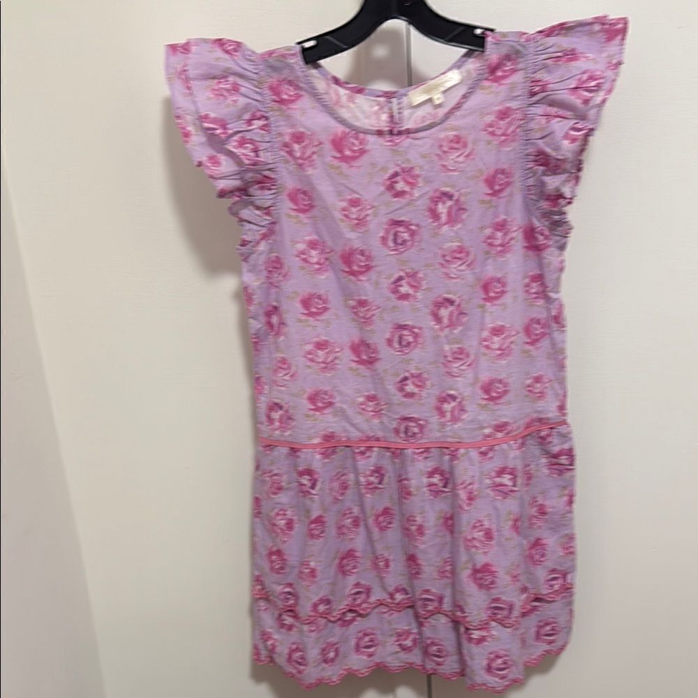 LoveShackFancy Girls’ Lilac Fusion Mavis Flutter Sleeve Dress. Size 12.